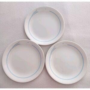 Set Of 3 Corelle By Corning Romance Blue & White Dessert Plates Vintage